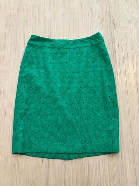 Talbots Emerald Eyelet Pencil Skirt